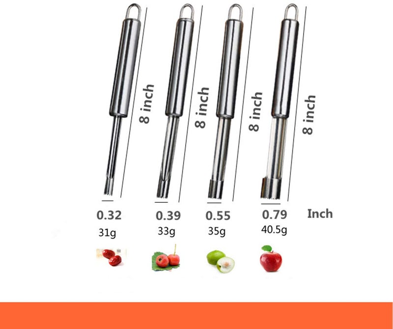 SvaTao Corer and Pitter Set of 4, Multi-Function Corer and Pitter Remover Set, Stainless Steel Core Remover Tool for Apple, Pear, Cherry, Jujube, Red Dates or More with Sharp Serrated Blade - Image 3